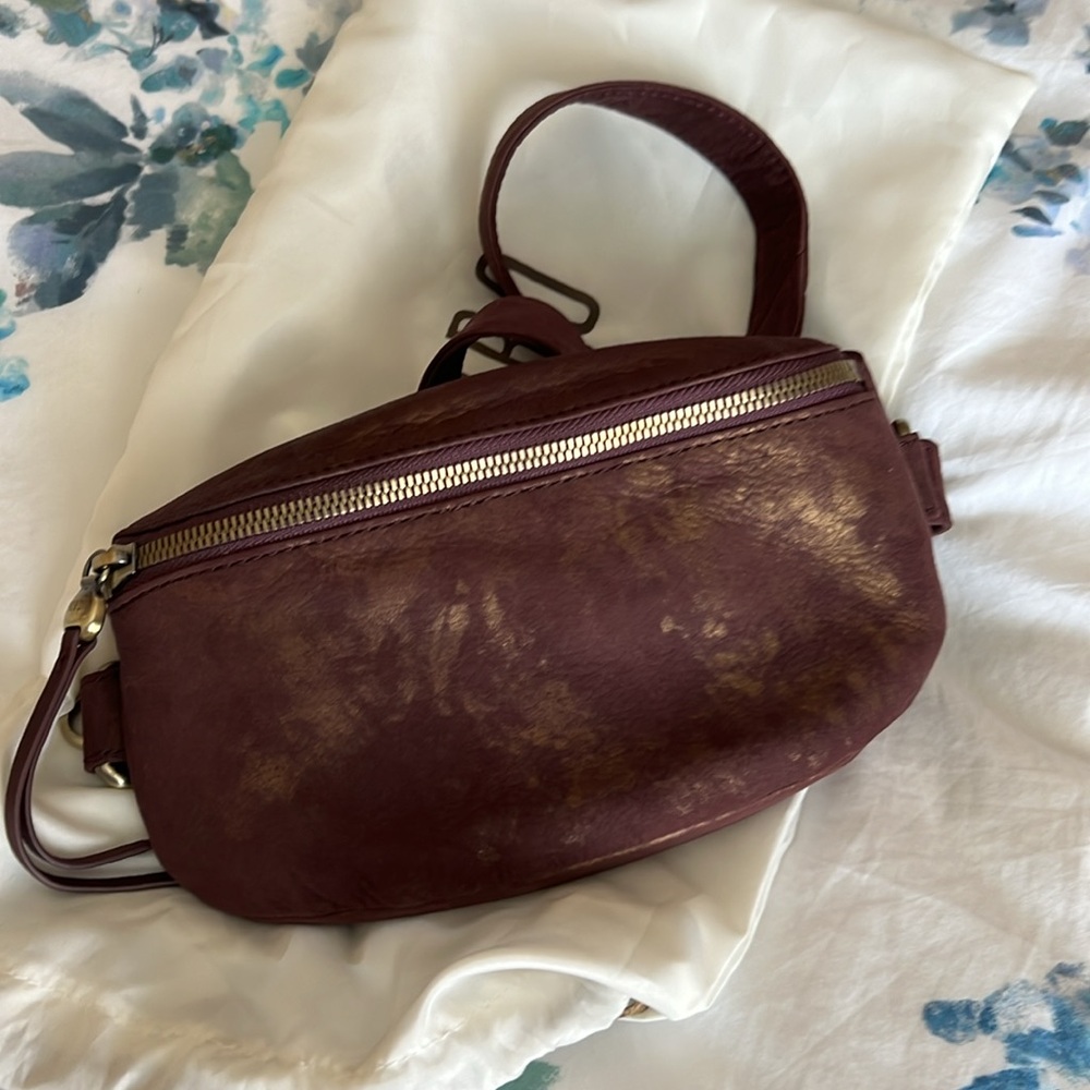 HOBO Fern Sling Cherry Burgundy and Gold Women's Bag